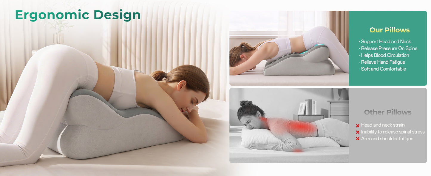 Ergonomic Memory Foam Support Pillow for Couples - Grey