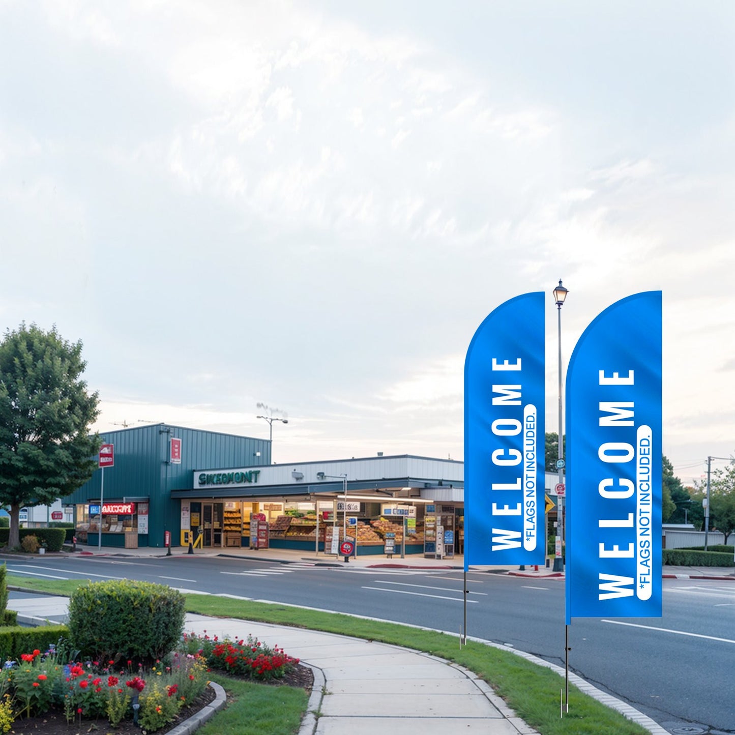 12.7 Ft Feather Flag Pole Kit with Ground Stakes - Outdoor Advertising Display