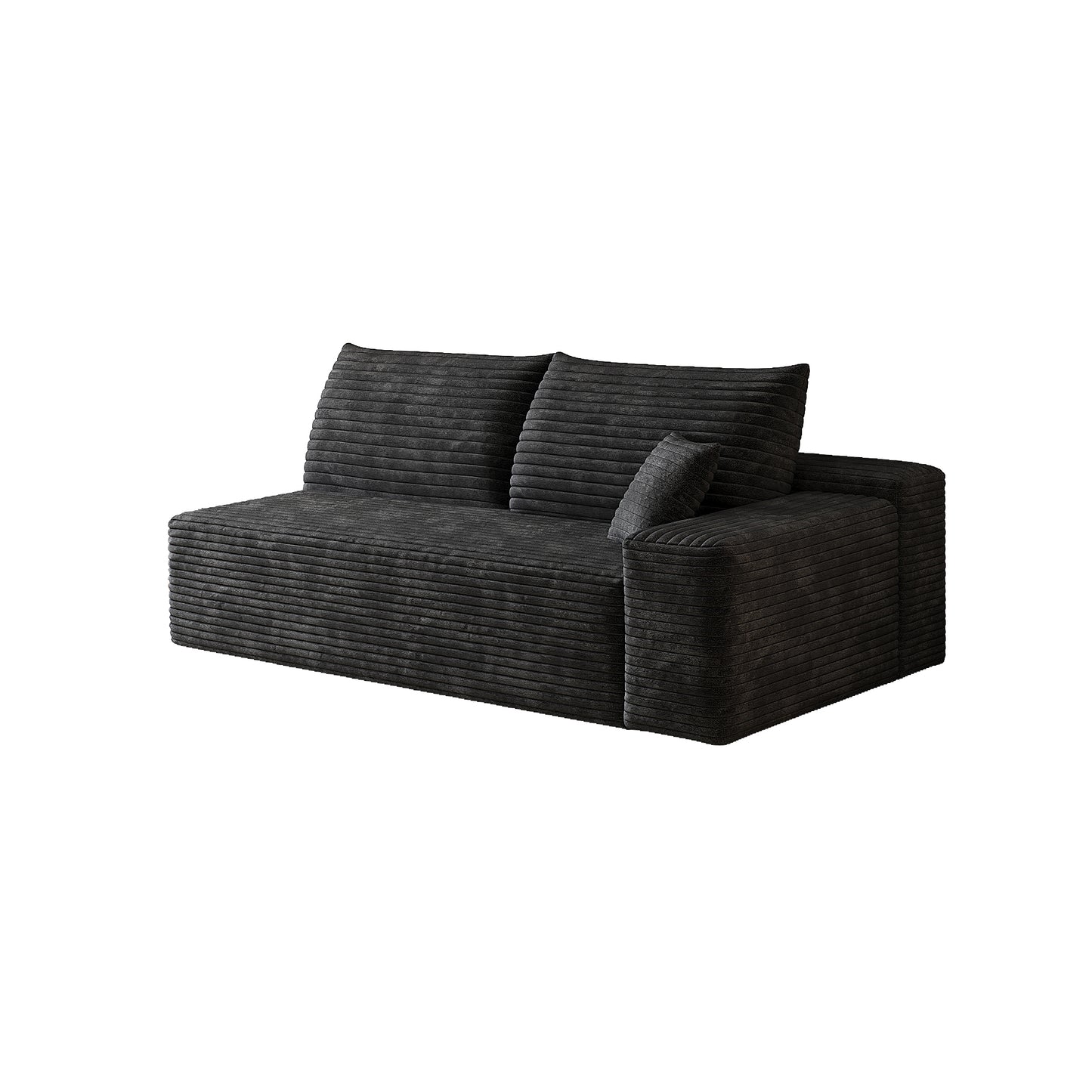3-Seat Right Arm Sofa - Black Corduroy Upholstery