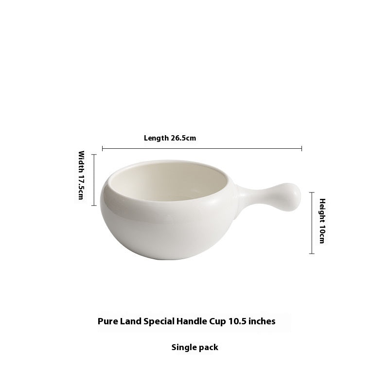 Large Capacity Ceramic Salad & Noodle Bowl with Handle - Multiple Sizes