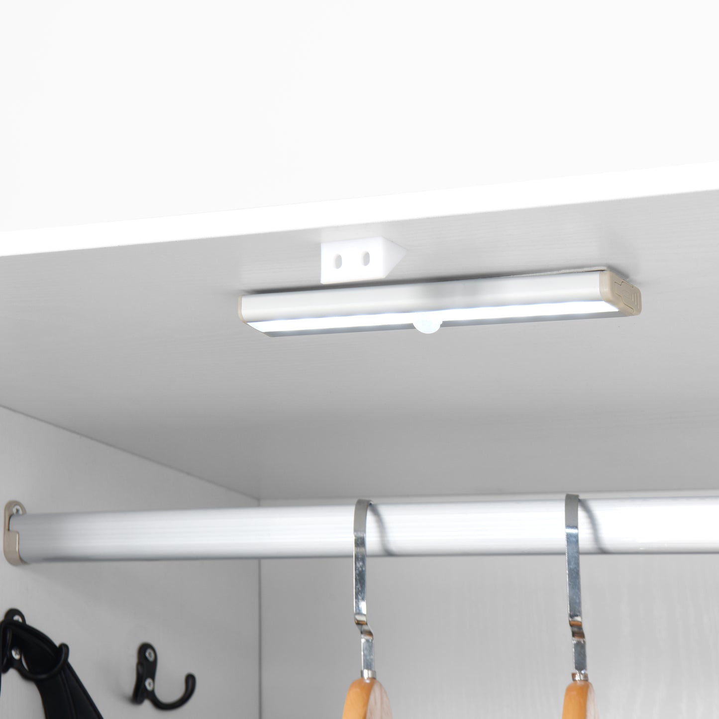 4-Door White Wardrobe Closet with Mirror & LED Lighting