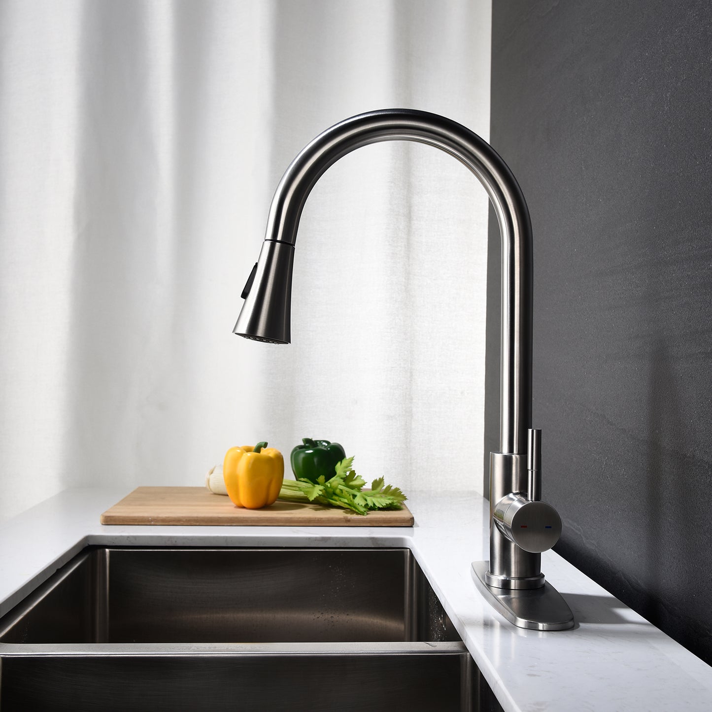 Kitchen Faucet with Pull-Out Spray - Brushed Nickel
