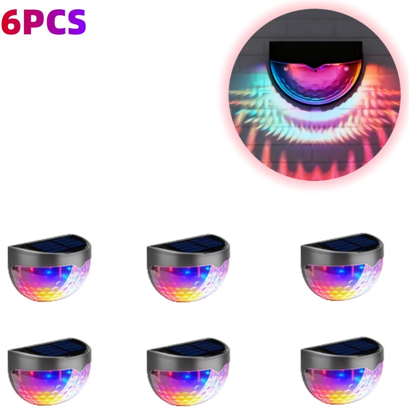 12 PCS RGB Solar Fence Lights - Waterproof Outdoor Wall Deck Step Lighting