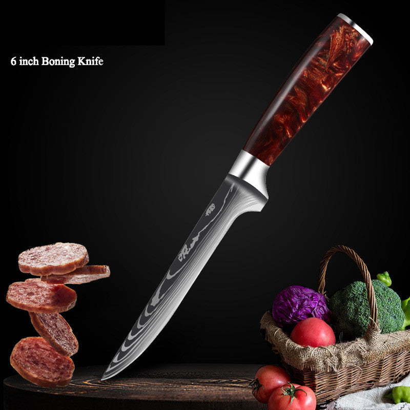 Damascus Laser Pattern Knife Set with Resin Handle - Multiple Sizes