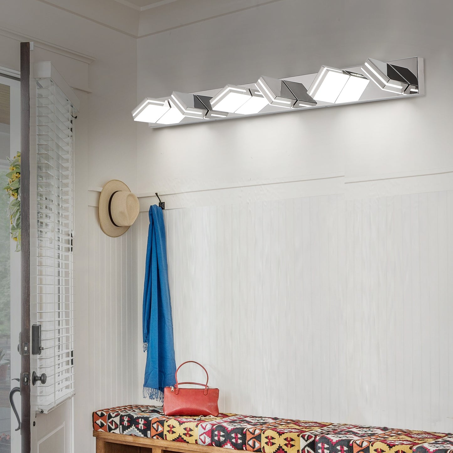 Modern Chrome LED Vanity Light - 6-Light Wall Sconce for Bathroom