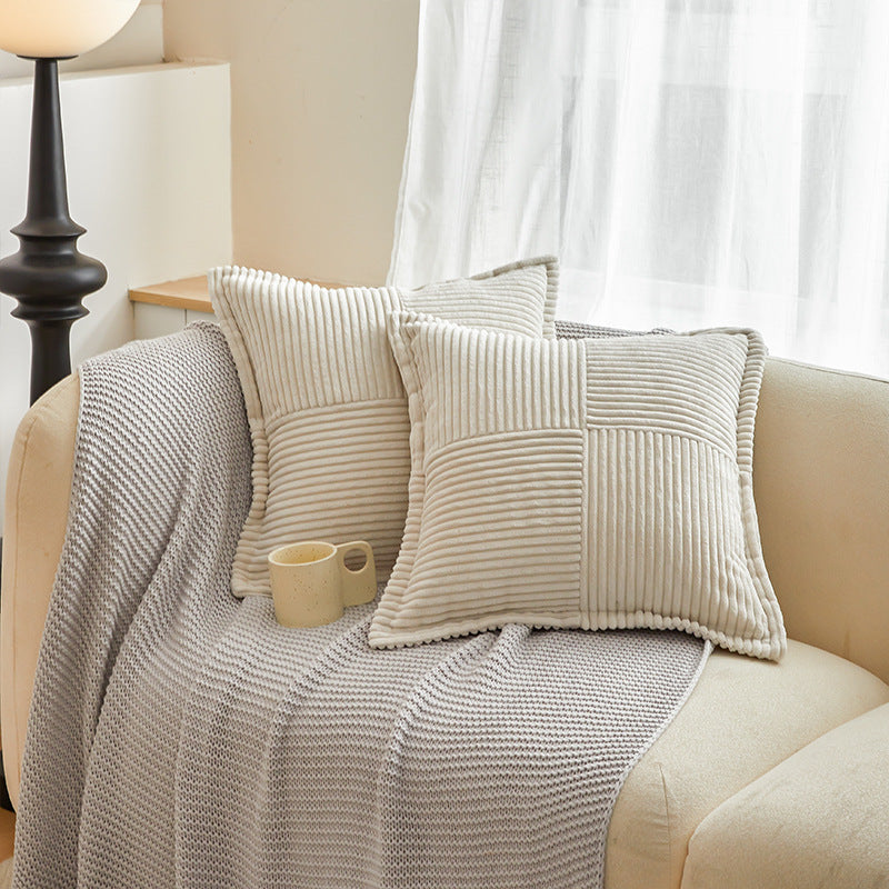 Christmas Cushion Cover Solid Corduroy Stripe Home Decor Pillowcase