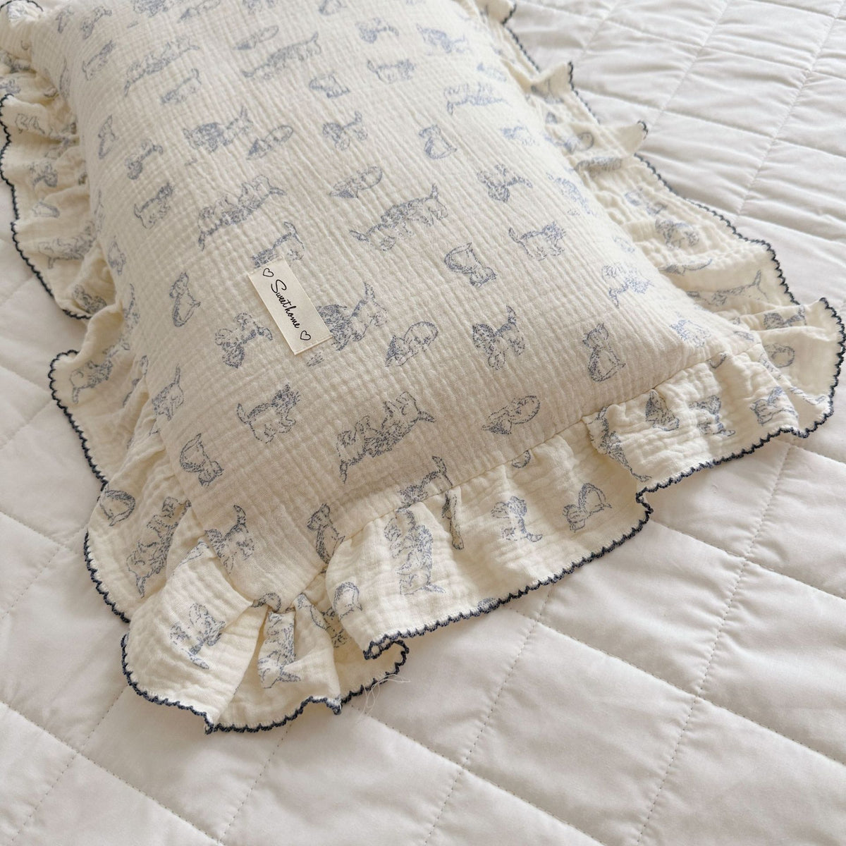 Korean Floral Cotton Gauze Pillowcase - Soft Home Bedding