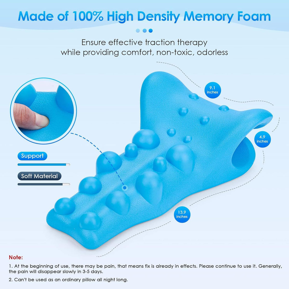 Cervical Traction Pillow for Neck Pain Relief - Massage Pillow for Adults