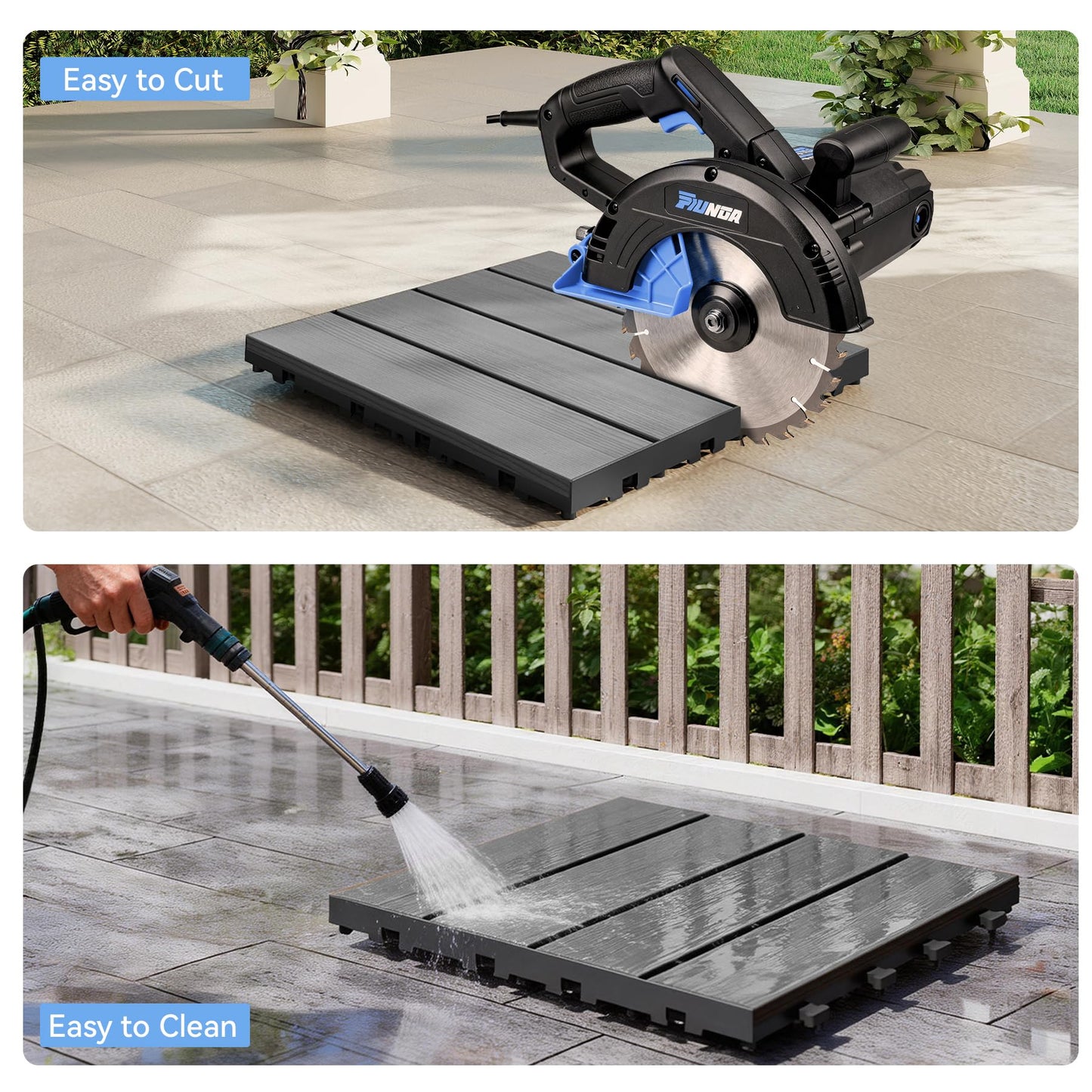 27 Pcs Interlocking Deck Tiles, 12 X HDPE Outdoor Flooring, Patio