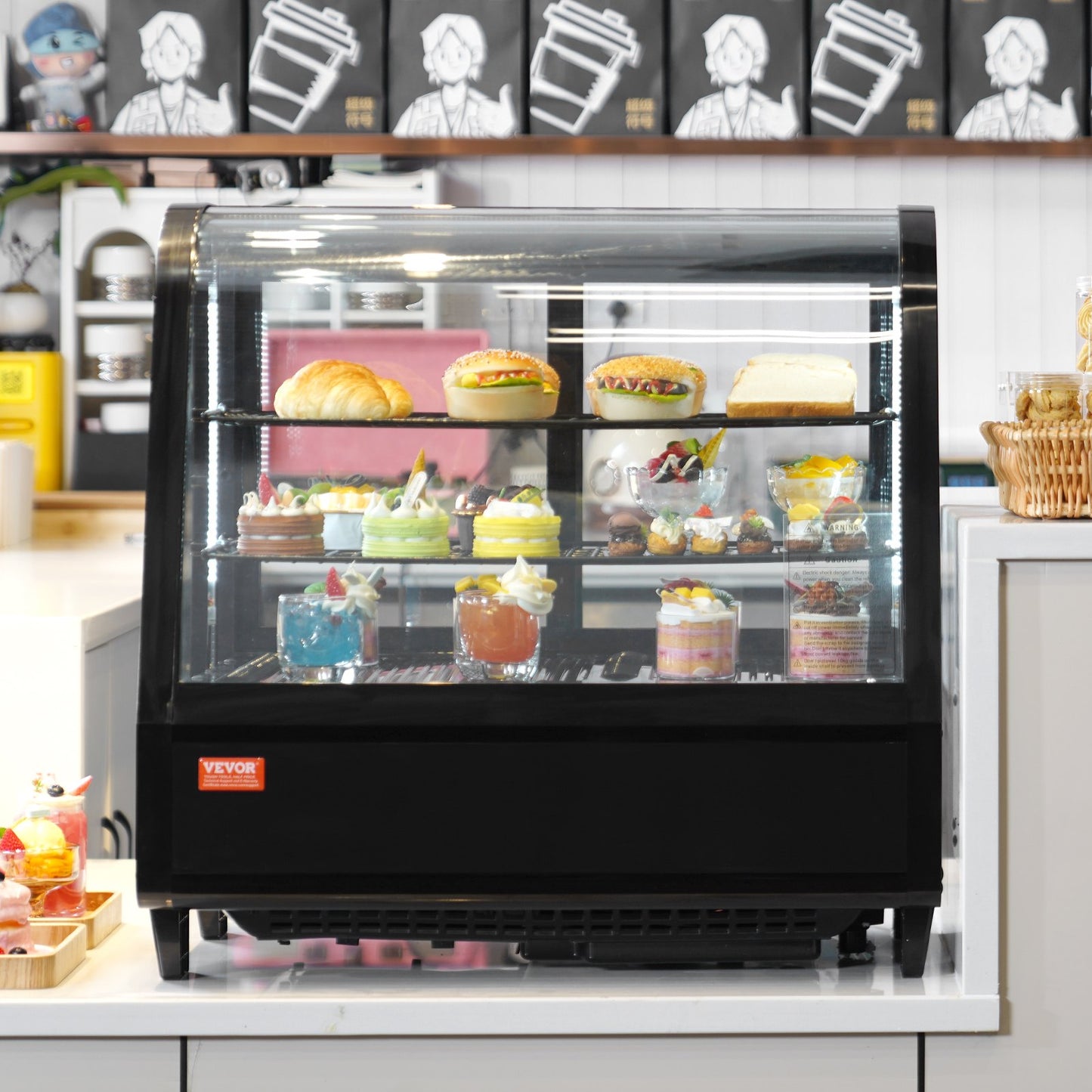 Countertop Refrigerated Display Case 3.5 Cu.Ft. Frost-Free Pastry Cooler - Black
