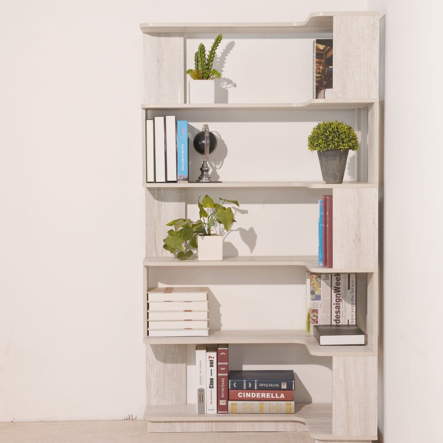 90cm 35.43in Extended Size Freestanding Corner Bookshelf For Living