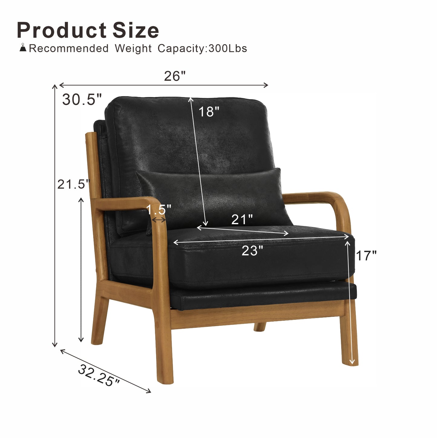 Mid-Century Modern Wooden Lounge Chair - Black
