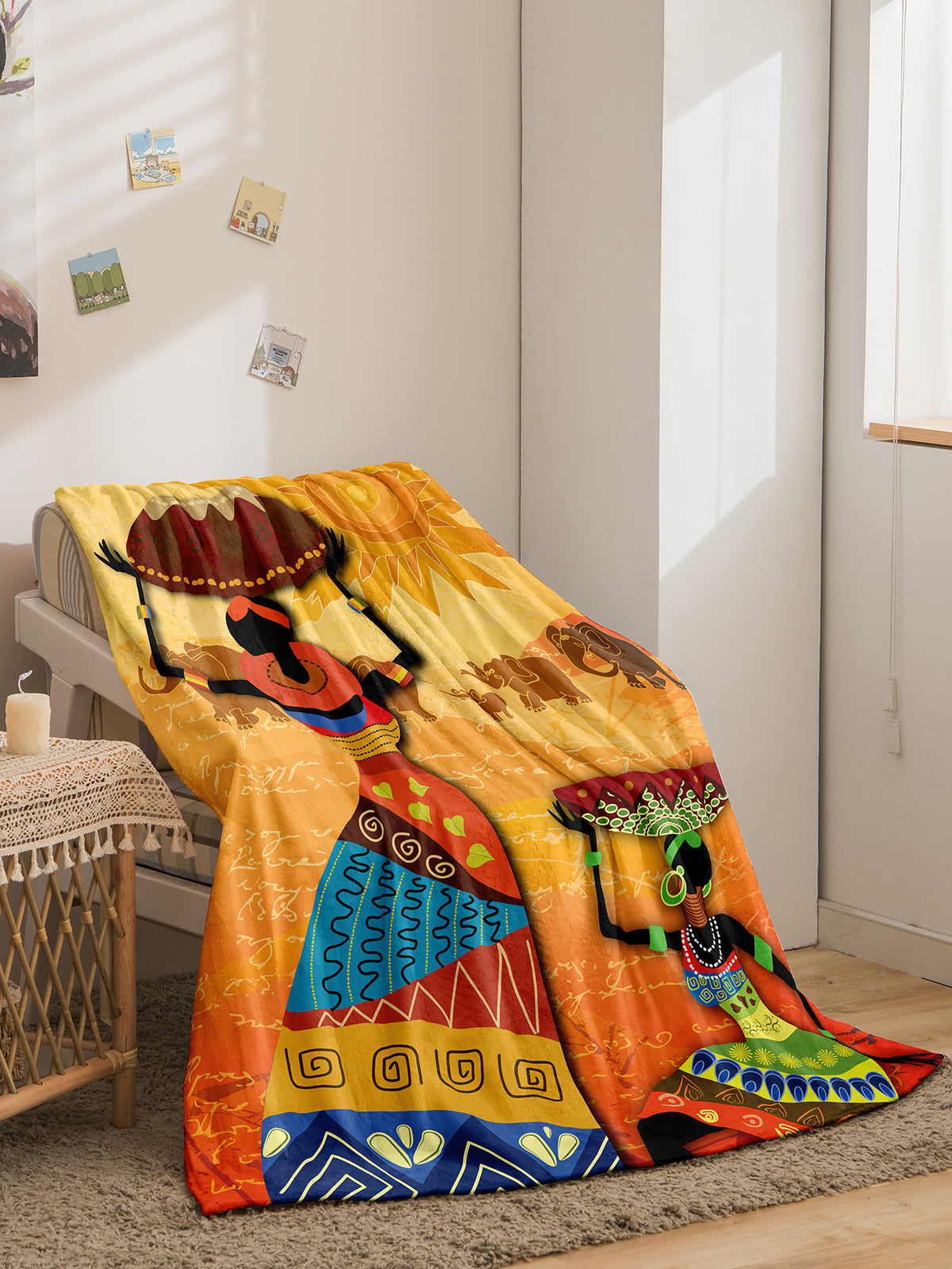 Indian Style Flannel Blanket - Digital Print Bohemian Bedding