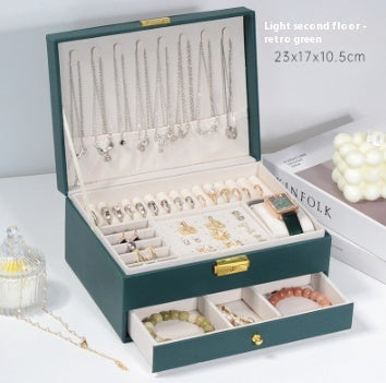 Multi-Compartment Jewelry Storage Box with Removable Drawer - Elegant Necklace and Earring Organizer