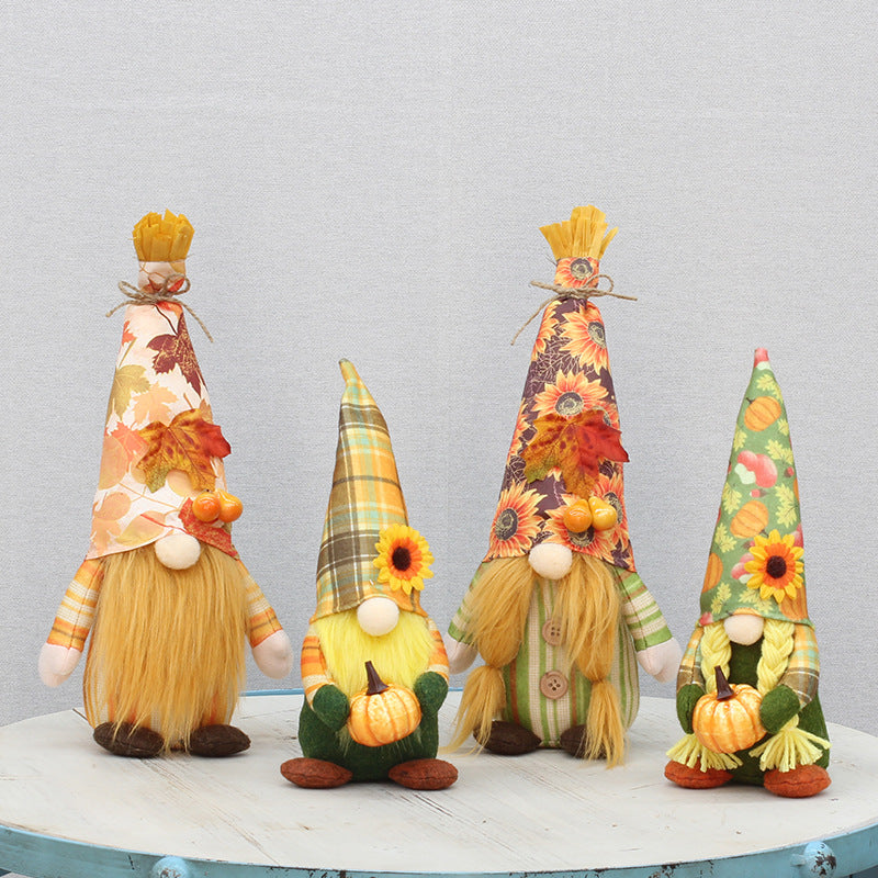 Harvest Festival Long Hat Faceless Doll Ornament for Home & Holiday Decor