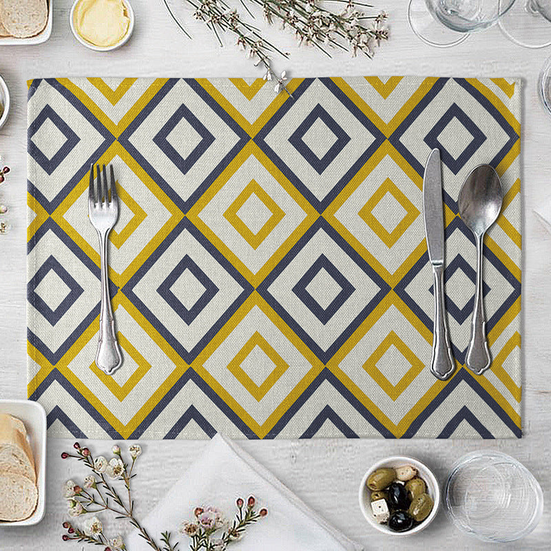 Geometric Pattern Dinner Placemats Set of 4 - Kitchen Table Decor