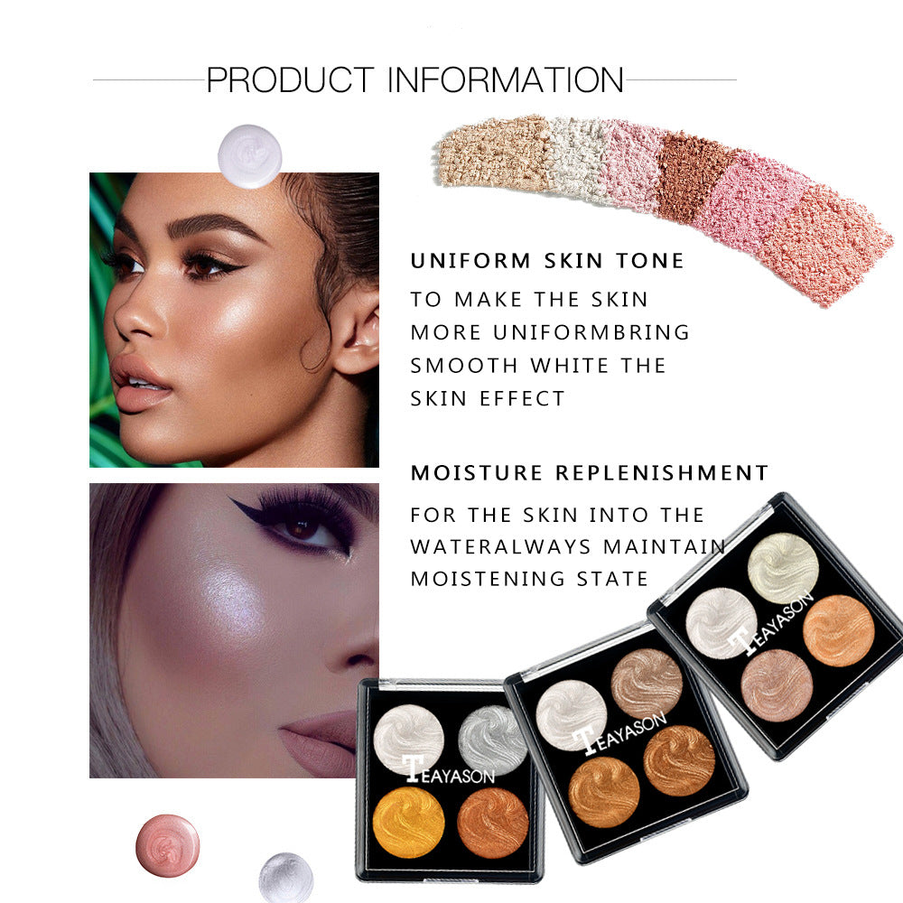 4-Color Highlighting Eyeshadow Palette Brightening Cake Makeup Set - CJ