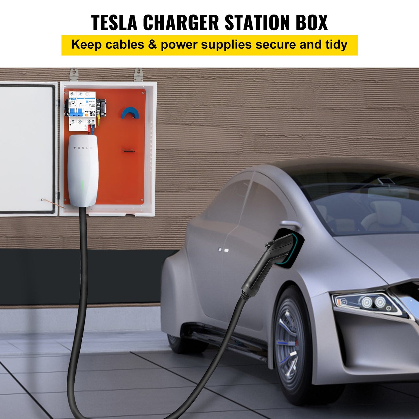 Outdoor Waterproof Steel Electrical Enclosure Box for Tesla Wall Charger - White