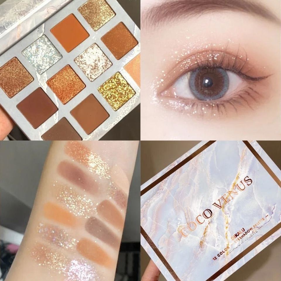 Colorful Eye Shadow Palette with Twelve Shades for Creative Makeup