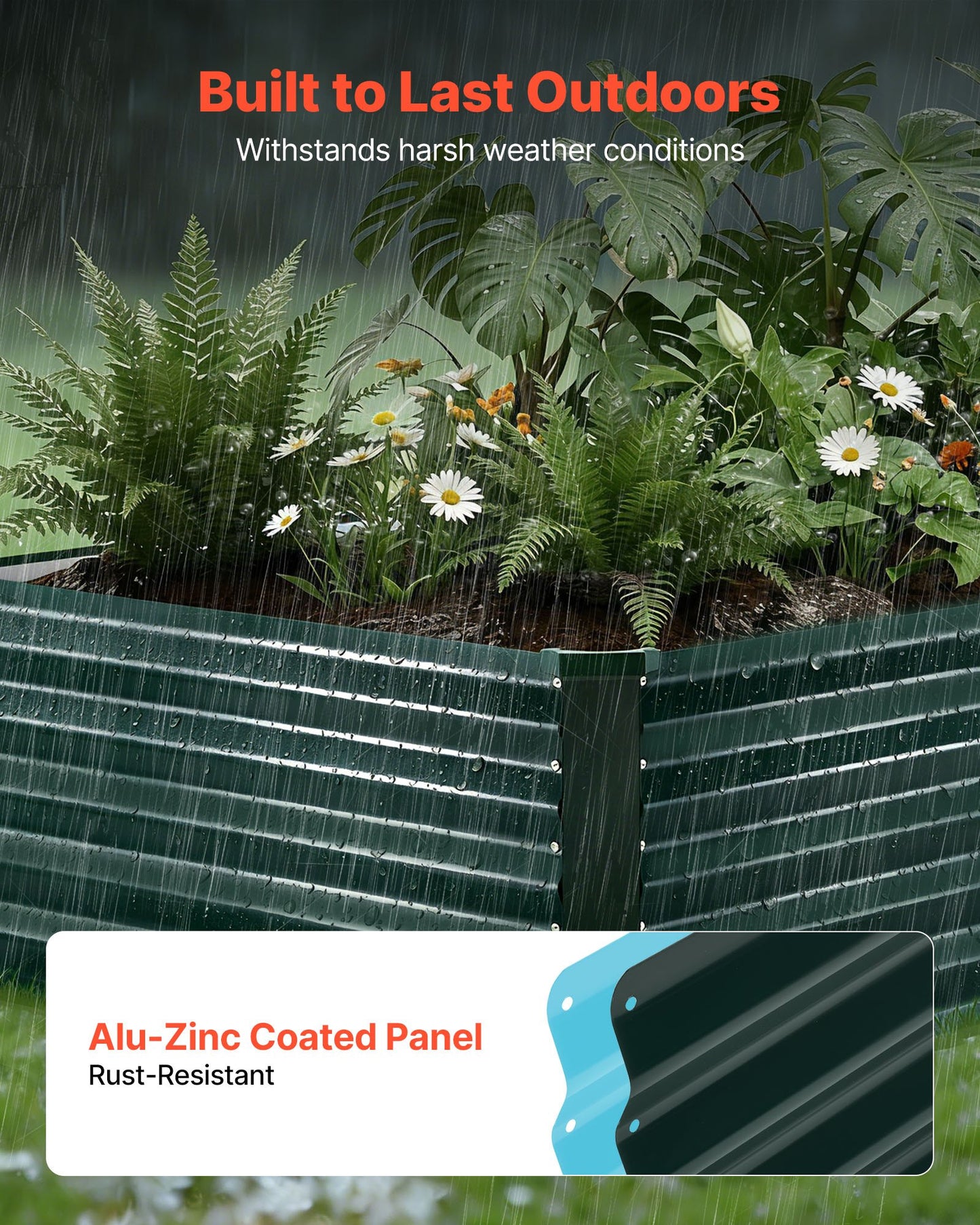 Raised Garden Bed Outdoor Planter Box - Rustproof Aluminum Zinc, 6.67x3.35ft, Black