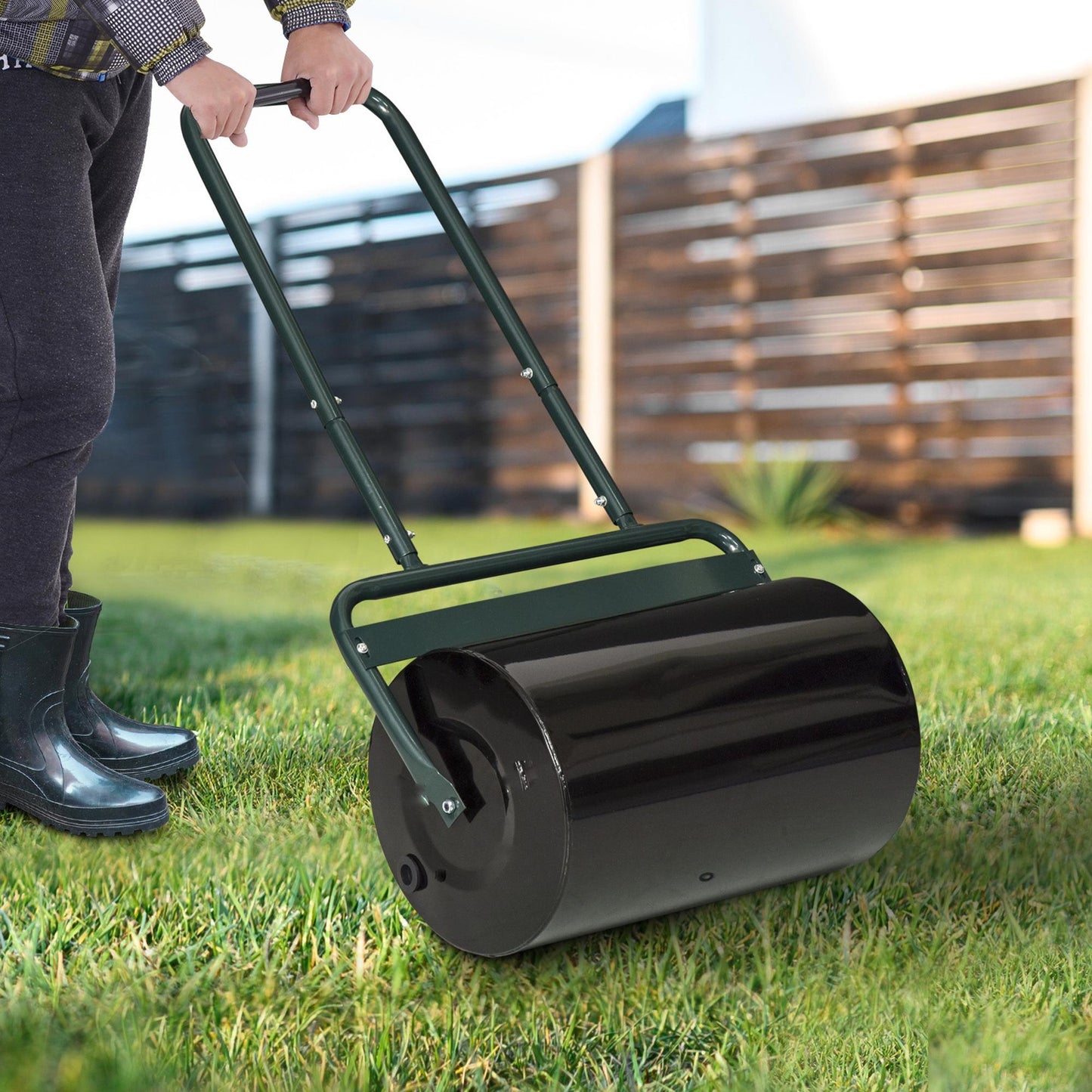 20-Inch Tow-Behind Lawn Roller with 10 Gallon Water/Sand Fill for Flattening Sod