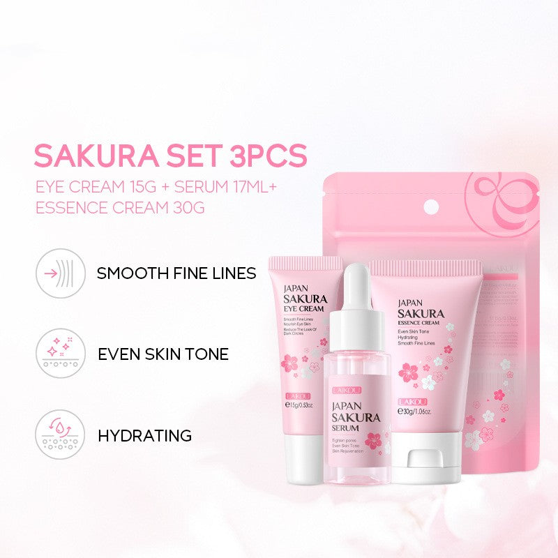 Cherry Blossom Skin Care Set - Moisturizing Facial Care 3 Pieces