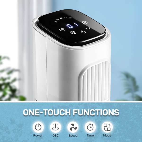 36-Inch Tower Fan with Remote Control, 3 Speeds & Oscillation - White