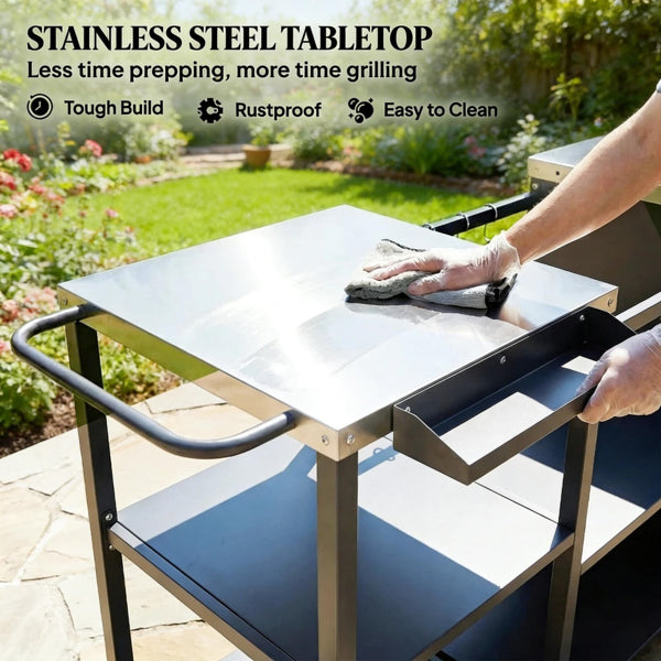 Outdoor Bar Cart Grill Table