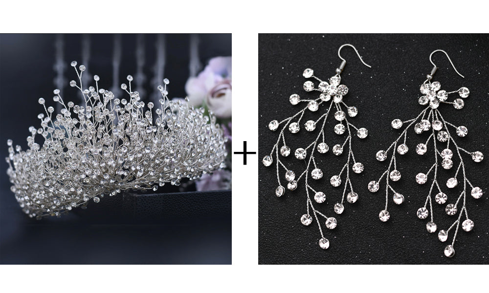 Bridal Wedding Tiara Crown Headpiece with Crystals for Bridal Hair Accessories