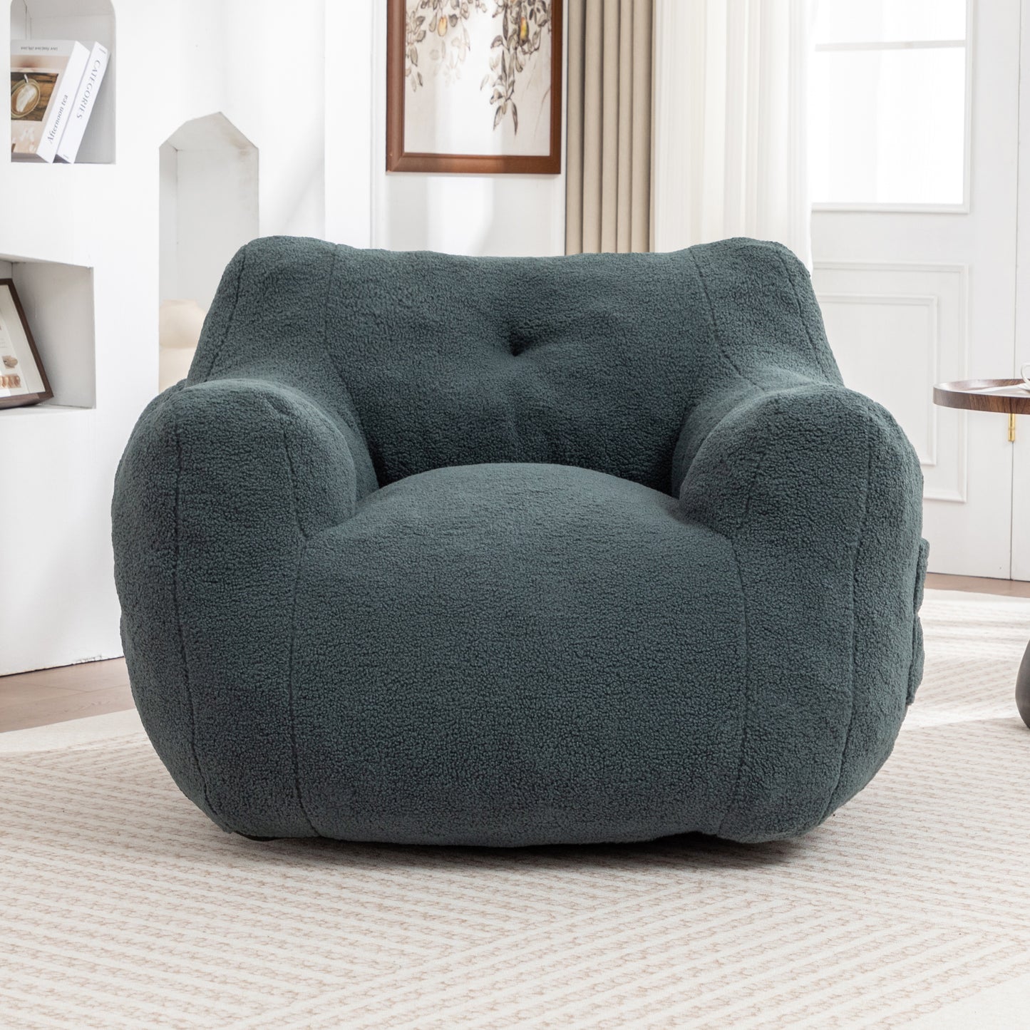 Bean Bag Chair, Sofa Chair With Armrests Stuffed High-Density Foam,