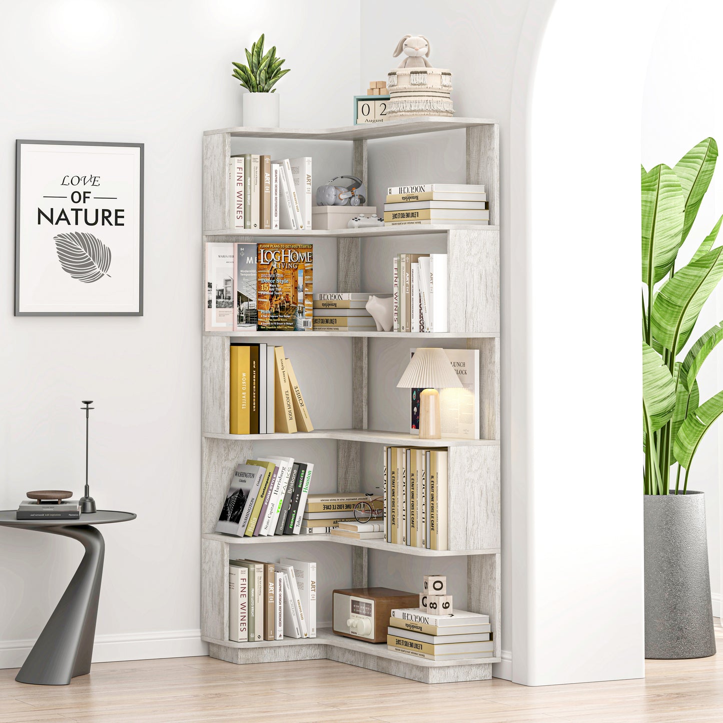 90cm 35.43 Extended Size 5-Tier Freestanding L-Shaped Corner