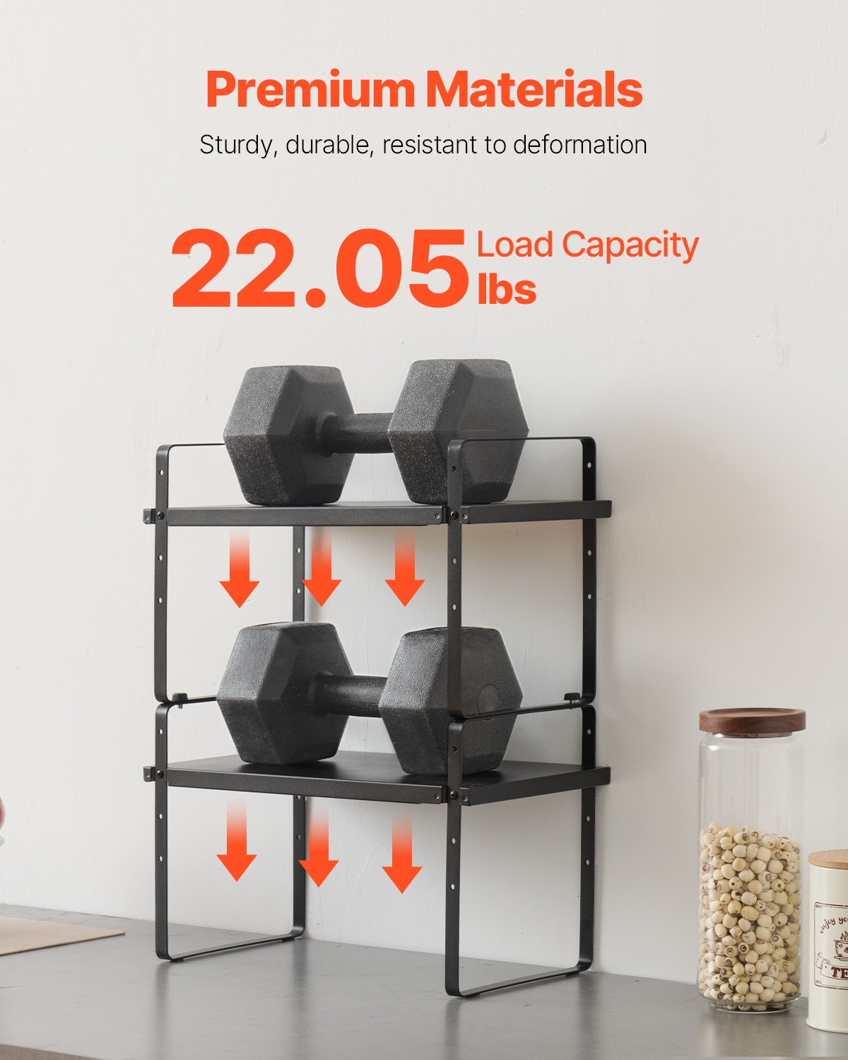 2-Tier Adjustable Kitchen Storage Organizer Shelf - Black