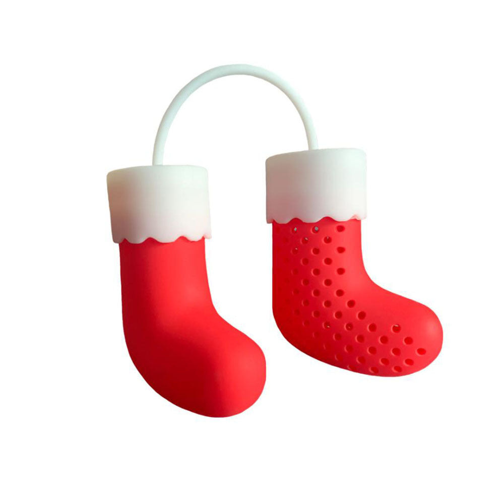 Christmas Boots Tea Strainer - Red Silicone Holiday Kitchen Accessory