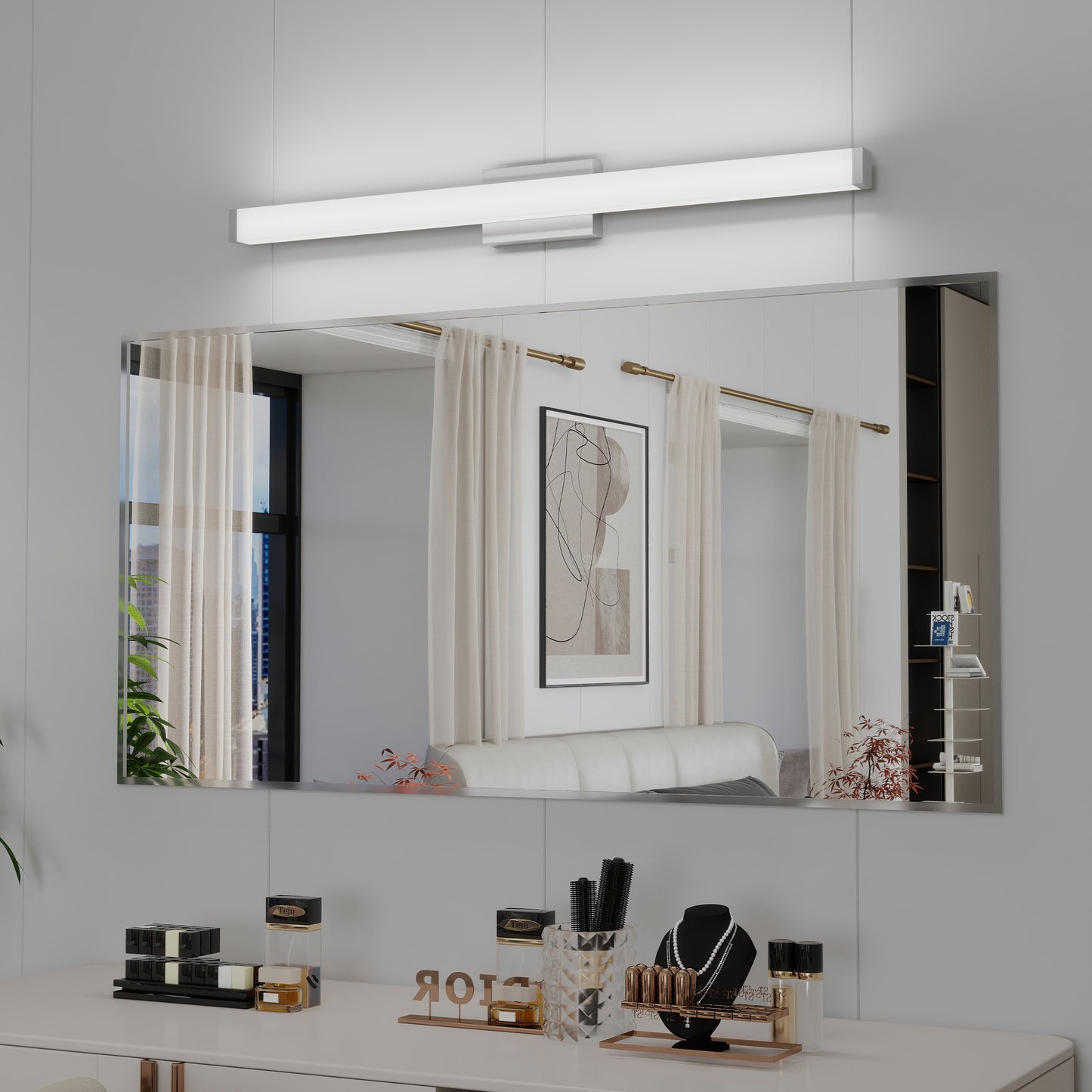 Brushed Nickel LED Bathroom Vanity Light - 41 Inch, 24W