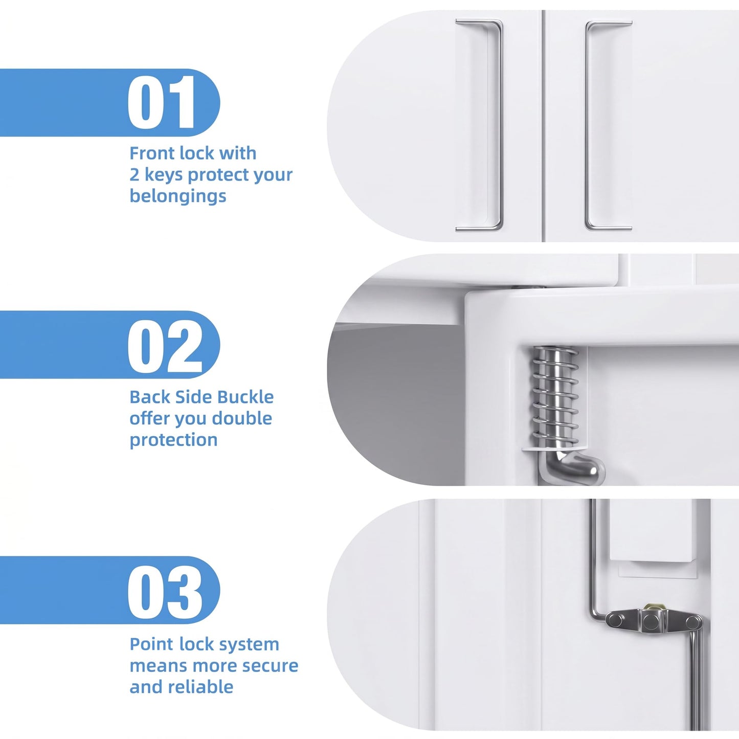 Lockable Metal Garage Storage Cabinet with 4 Adjustable Shelves - White