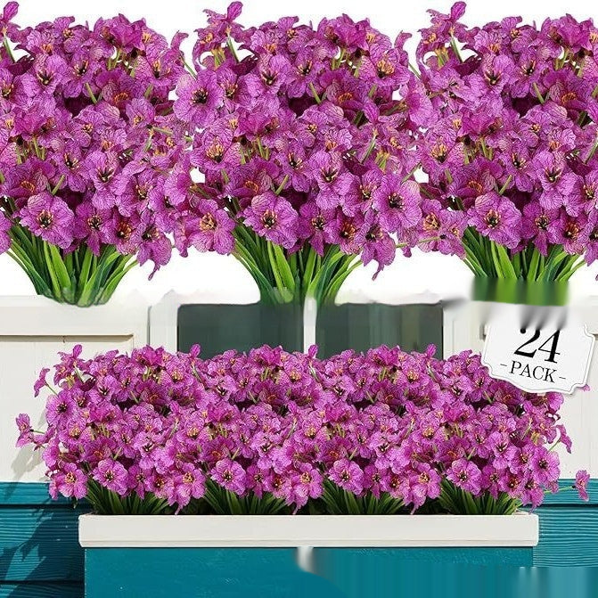 Spring Grass Violet Artificial Flower Set - UV Protection for Garden & Home Decor