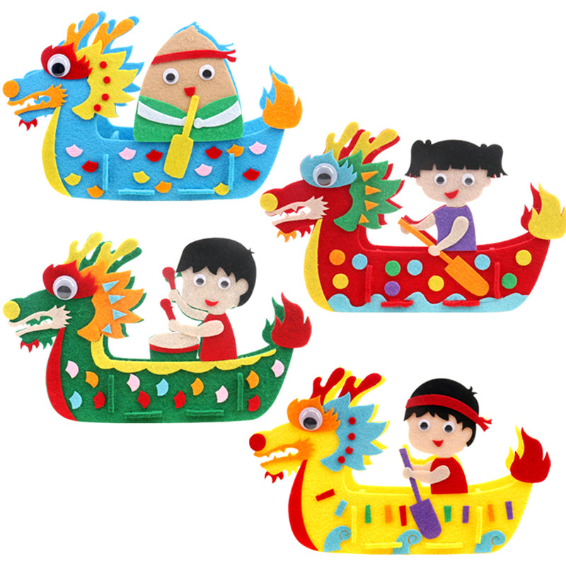 Dragon Boat Festival Handmade Model Kit with 3D Dragon Boat and Decor - DIY Craft