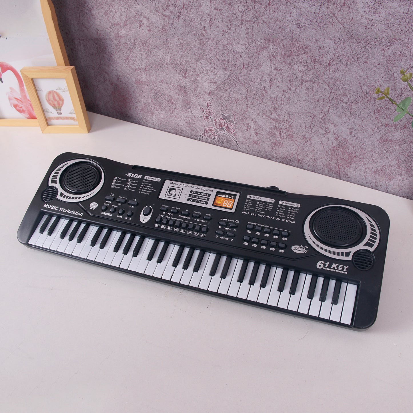 61-Key Digital Music Keyboard for Kids - Black Electric Piano