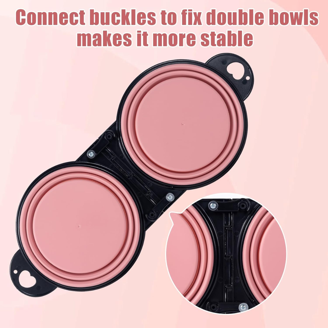 Foldable Dog Travel Bowls with Reinforced Rim & Lock Clips - 180° Flip Design