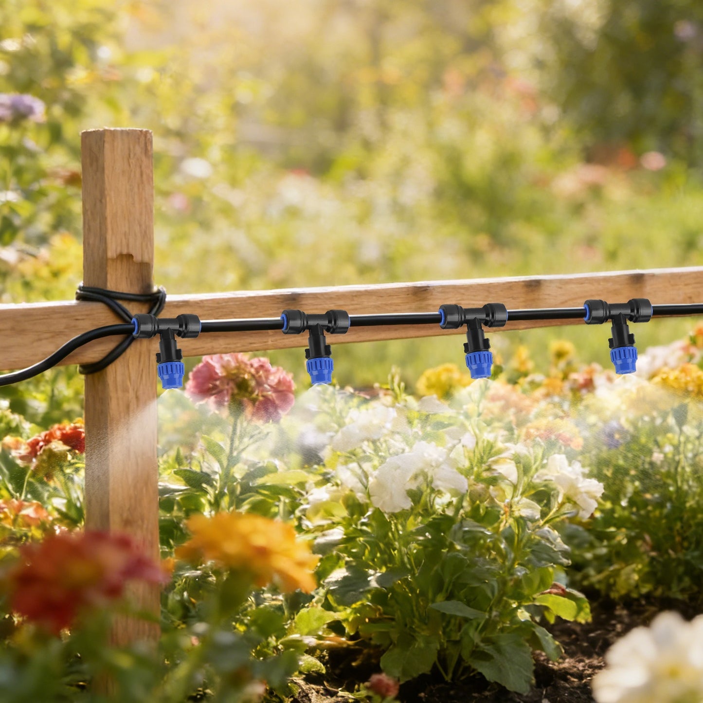 75FT Garden Drip Irrigation System with Adjustable Misting Nozzles and Quick Connect