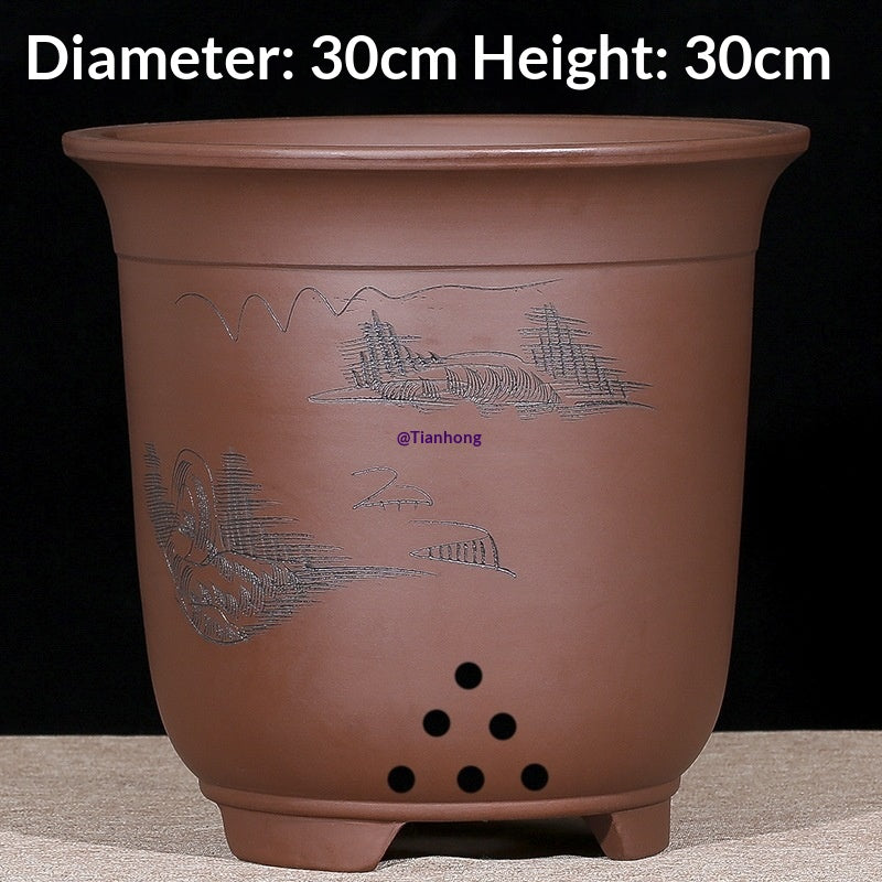 Indoor Plant Pots for Vegetables and Orchids - Breathable Clay Flower Containers