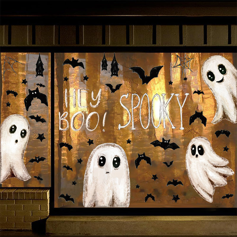 Halloween Window Stickers Ghost and Bat Decals for Festive Decor 20x30cm 6 Pack