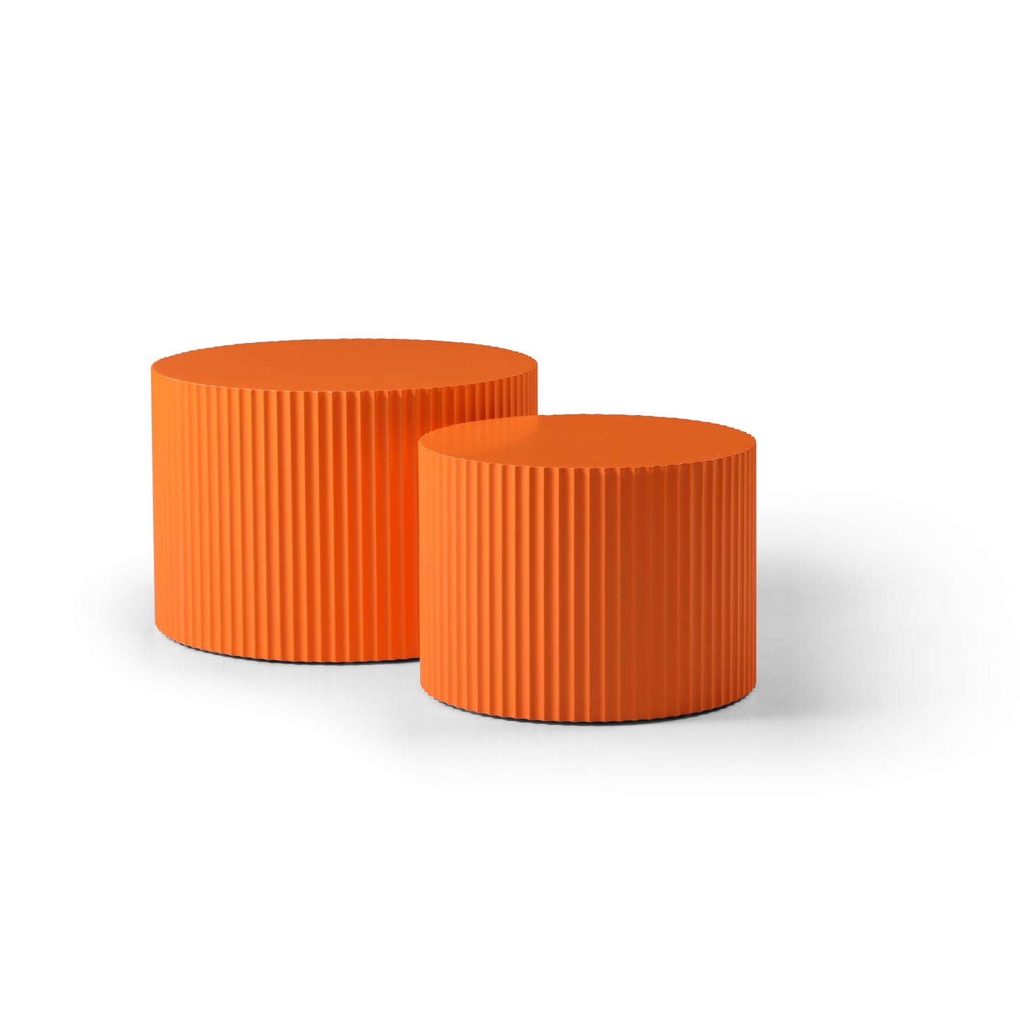 MDF Nesting Coffee Table Set of 2 - Handcrafted Round Design, Orange