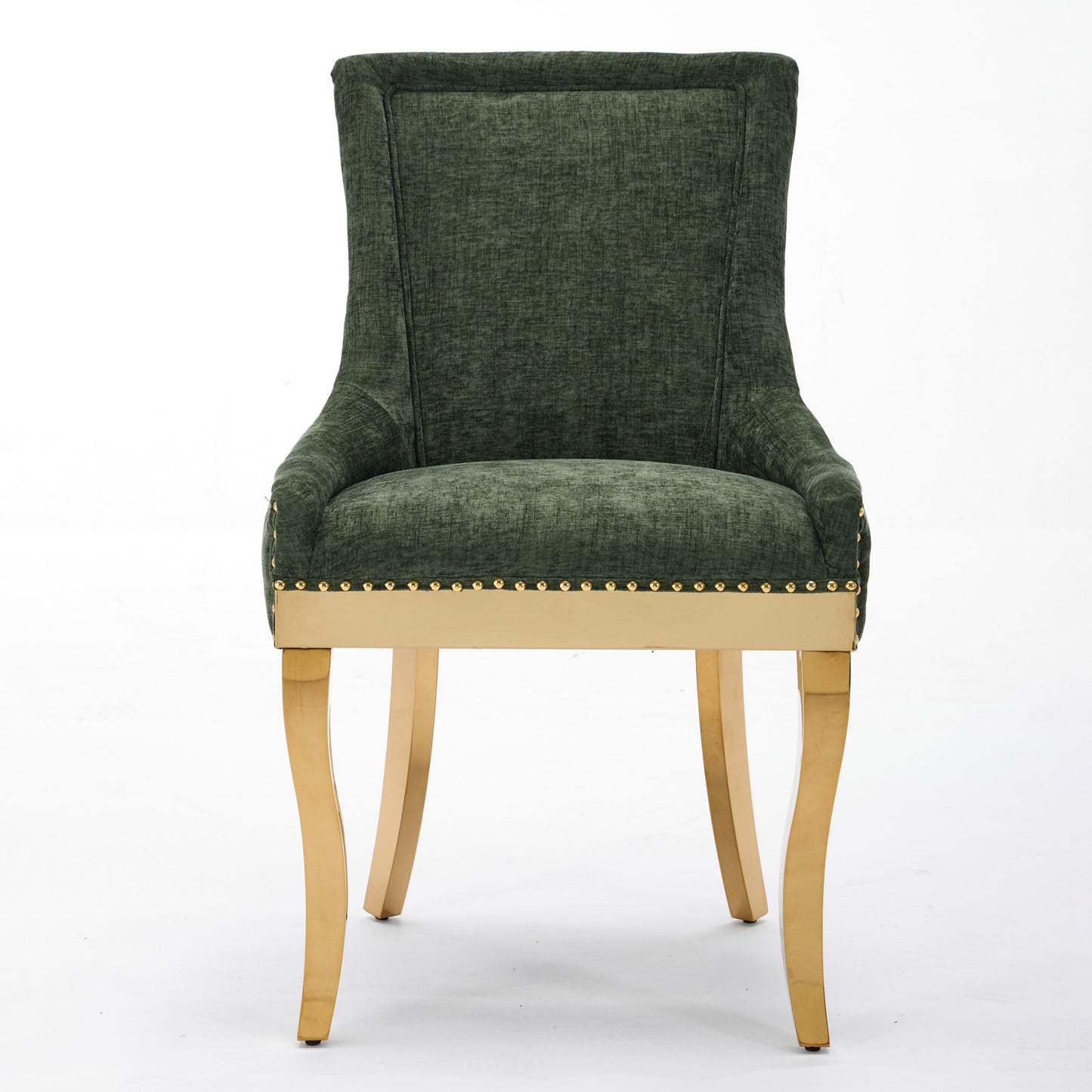 Chenille Dining Chairs, Modern Style With Curved Gold - Plated Legs &