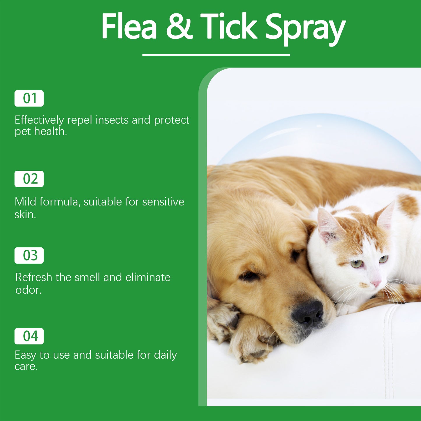 Natural Flea & Tick Spray for Dogs & Cats - Plant-Based Pest Repellent, 100ml