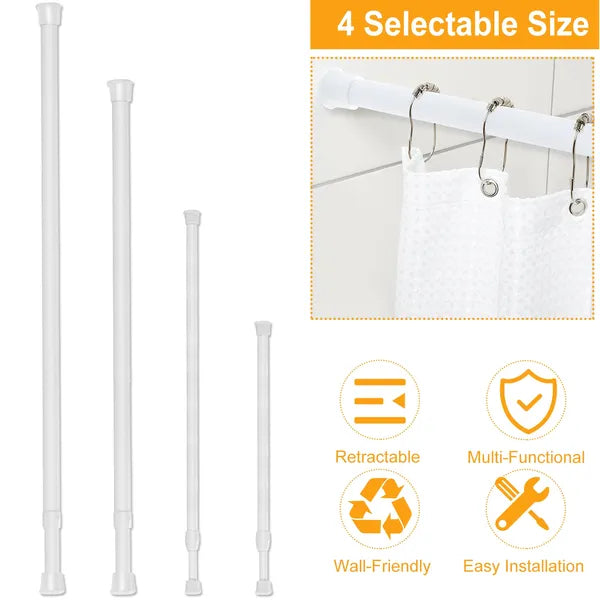 Adjustable Tension Curtain Rod - Heavy-Duty Steel, 200cm