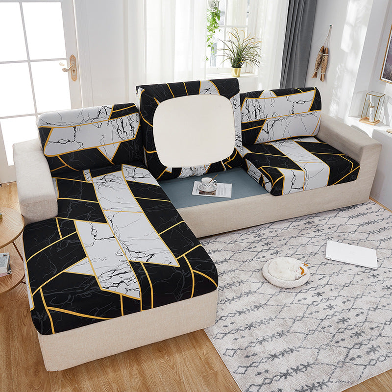 Stretch Sofa Seat Cover - Printed Milk Silk Cushion Protector for Home