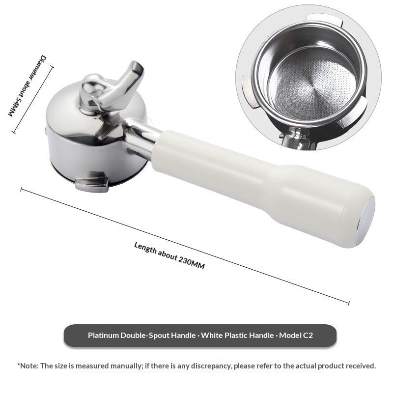 Stainless Steel Coffee Machine Dual-Spout Handle - Solid Wood Finish