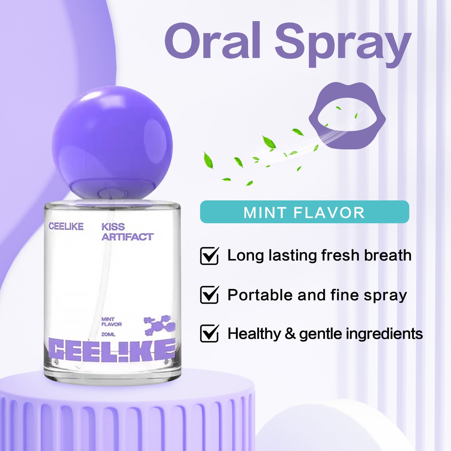 Portable Oral Deodorizing Spray for Fresh Breath - Unscented Mint & Flavors