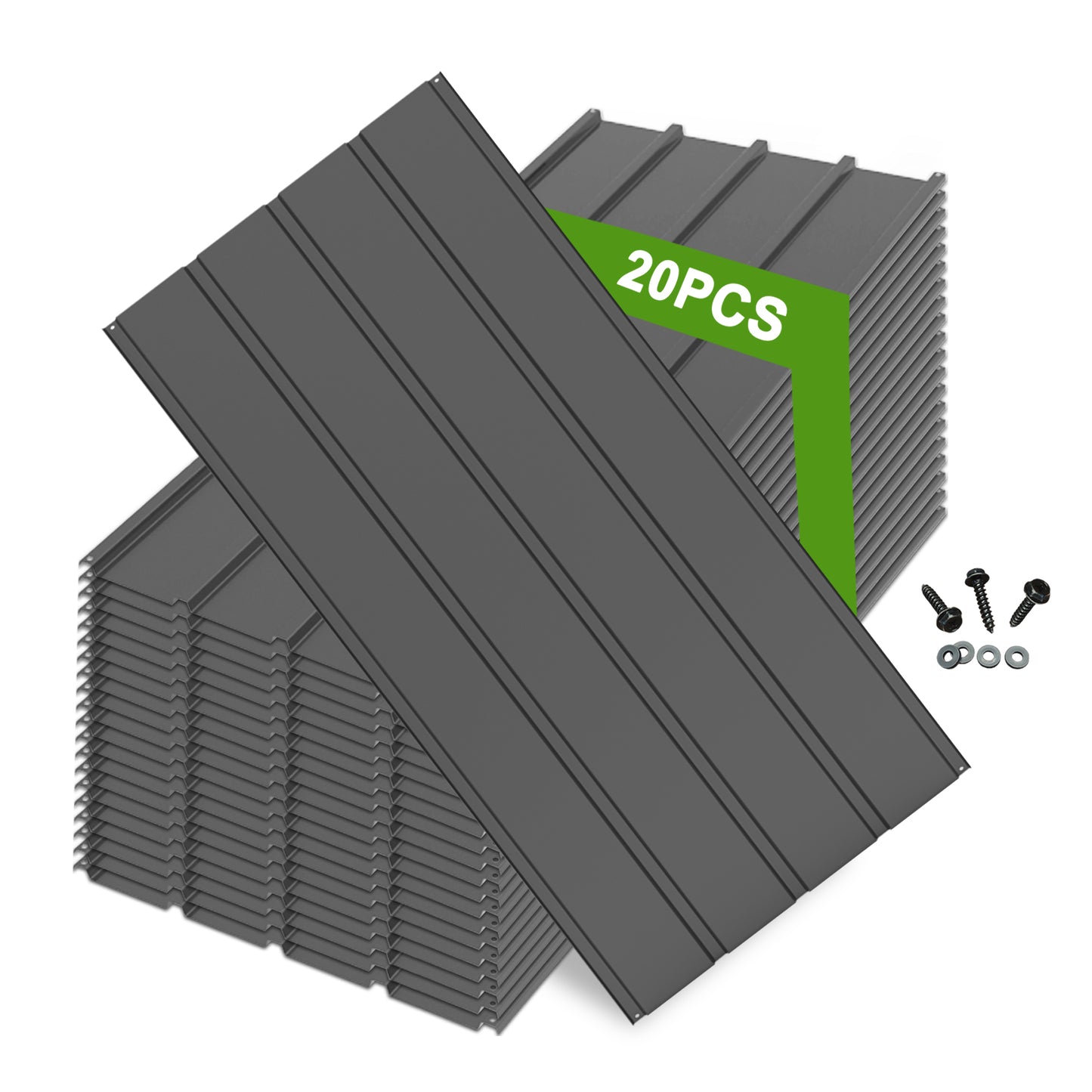 20 Pcs Metal Roofing Panels, 3.54 Ft X1.64 Galvanized Panels Siding